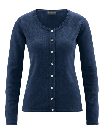 Gestrickter Cardigan recycled Hanf/Biobaumwolle Damen - Normal Fit - navy [e3c7b90ab270d326255452734c44b3cd]