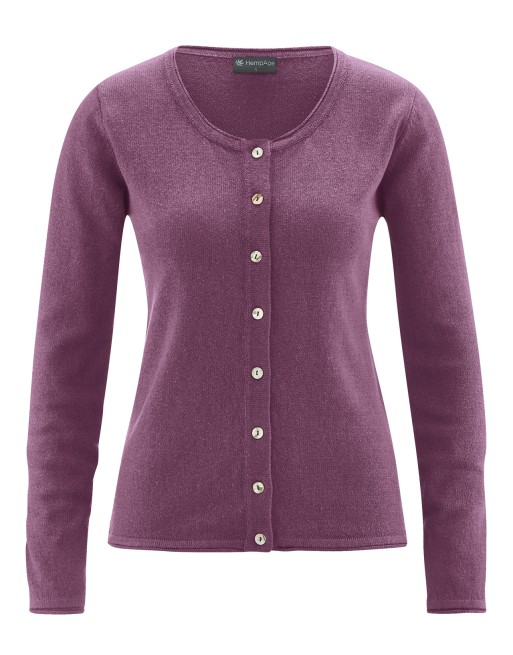 Gestrickter Cardigan recycled Hanf/Biobaumwolle Damen - Normal Fit - purple [4081658738ec0023f7ff9cb3ef96c99a]