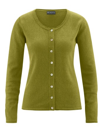 Gestrickter Cardigan recycled Hanf/Biobaumwolle Damen - Normal Fit - pasture [3c47bfabff2ed4966225bb26279987fb]