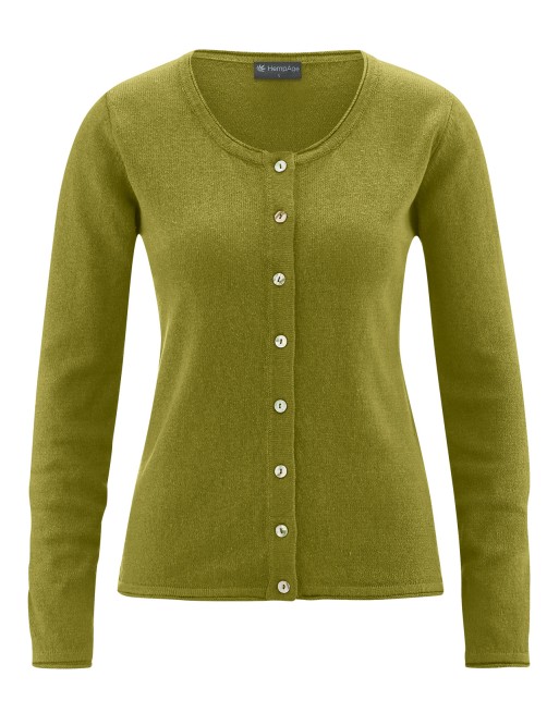 Gestrickter Cardigan recycled Hanf/Biobaumwolle Damen - Normal Fit - pasture [3c47bfabff2ed4966225bb26279987fb]
