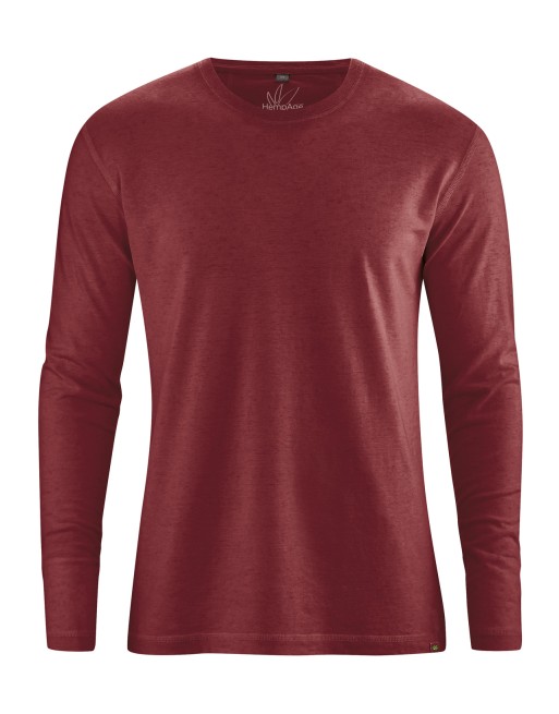 Basic Langarmshirt Herren Hanf/Biobaumwolle - Normal Fit - chestnut [4031ac541ef5191bcf9a687278afe208]