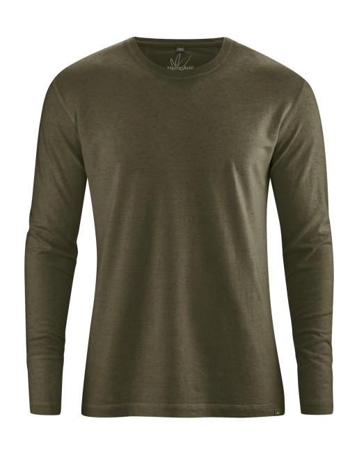 Basic Langarmshirt Herren Hanf/Biobaumwolle - Normal Fit - wolf [11fa218bb77eb51ed1be3163be7732a7]