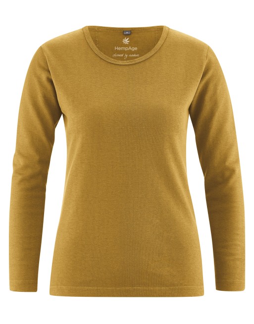 Basic Langarmshirt Damen Hanf/Biobaumwolle Slim Fit - peanut [299fd2368754e34f1d8fbc114623e1c1]