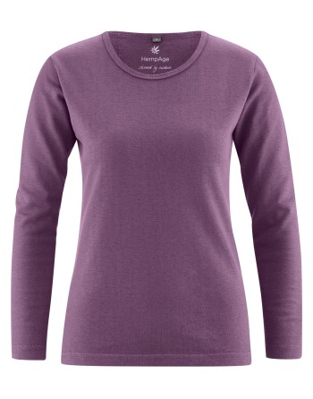 Basic Langarmshirt Damen Hanf/Biobaumwolle Slim Fit - amethyst [2bc1370dc2e83357bebd4c9cb5d384c4]