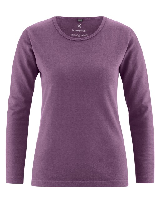 Basic Langarmshirt Damen Hanf/Biobaumwolle Slim Fit - amethyst [2bc1370dc2e83357bebd4c9cb5d384c4]