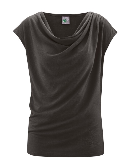 Wasserfallausschnitt Top Hanf/Biobaumwolle Normal Fit - black [e68b09f8ec67f8df4cf2b61fe316ccfd]