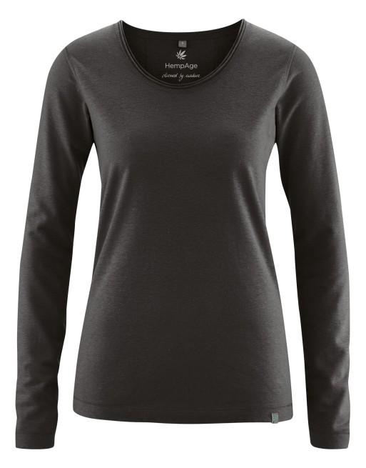 Luftiges Langarmshirt Damen Hanf/Biobaumwolle Normal Fit - black [560810fba89fc59e78b7fbaf05dac730]
