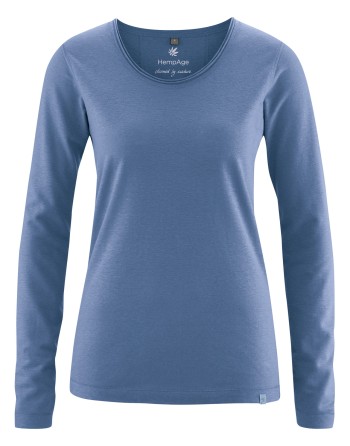 Luftiges Langarmshirt Damen Hanf/Biobaumwolle Normal Fit - blueberry [71a9bf8da3b723272316857a1eb4ea45]