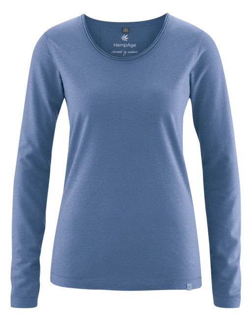 Luftiges Langarmshirt Damen Hanf/Biobaumwolle Normal Fit - blueberry [71a9bf8da3b723272316857a1eb4ea45]