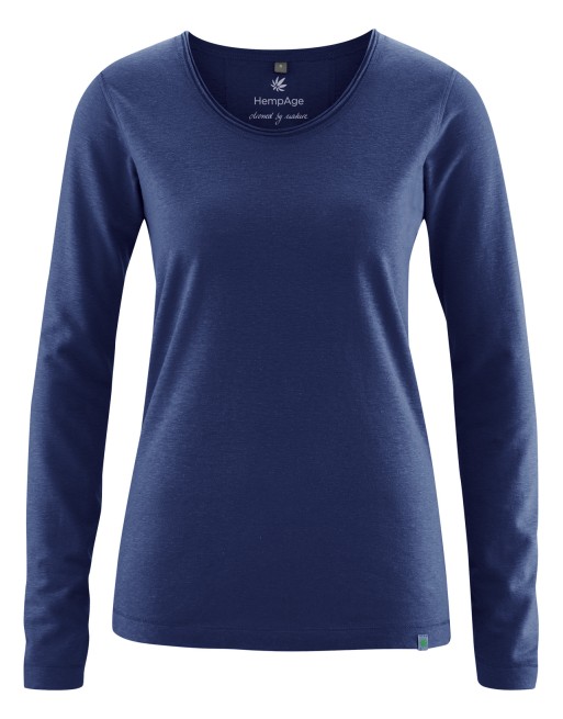 Luftiges Langarmshirt Damen Hanf/Biobaumwolle Normal Fit - night [8430f6dd7385165f03e180b9aeb2a6a8]