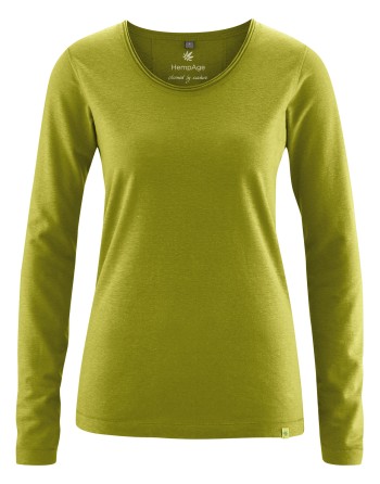 Luftiges Langarmshirt Damen Hanf/Biobaumwolle Normal Fit - fern [0f77f16d9dd701b98748587790c213f4]