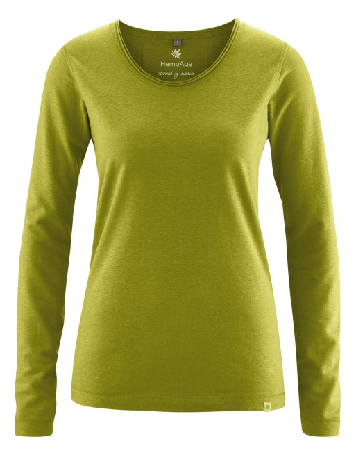Luftiges Langarmshirt Damen Hanf/Biobaumwolle Normal Fit - fern [0f77f16d9dd701b98748587790c213f4]
