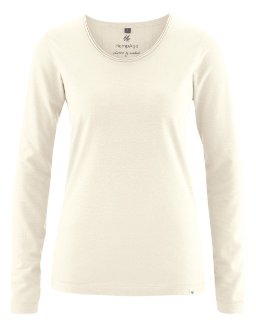 Luftiges Langarmshirt Damen Hanf/Biobaumwolle Normal Fit - offwhite [dd1ee2a7cdc20c7878c16324c4cac261]