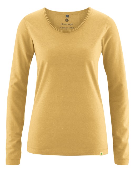 Luftiges Langarmshirt Damen Hanf/Biobaumwolle Normal Fit - dijon [b08c557c07af34955af0d132207e8f0c]
