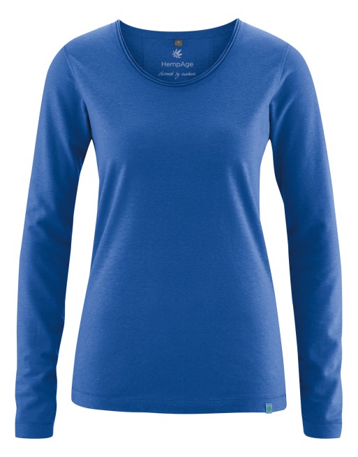 Luftiges Langarmshirt Damen Hanf/Biobaumwolle Normal Fit - royal [b936533e1d02931bdadc4a3a9f600e41]