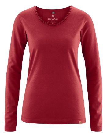 Luftiges Langarmshirt Damen Hanf/Biobaumwolle Normal Fit - ruby [475c563eb10d9ac8088f668c39199021]