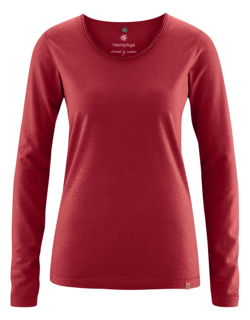 Luftiges Langarmshirt Damen Hanf/Biobaumwolle Normal Fit - ruby [475c563eb10d9ac8088f668c39199021]
