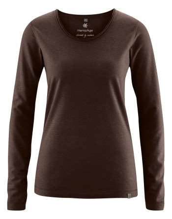 Luftiges Langarmshirt Damen Hanf/Biobaumwolle Normal Fit - espresso [aa1d46d3e3d95ebec5610c0c005f848d]