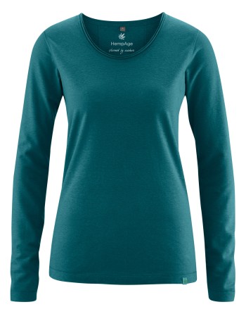 Luftiges Langarmshirt Damen Hanf/Biobaumwolle Normal Fit - teal [1aefe1eb42c07f31a5f1f219e04dac9f]