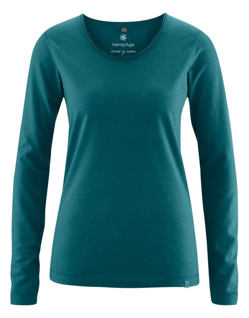 Luftiges Langarmshirt Damen Hanf/Biobaumwolle Normal Fit - teal [1aefe1eb42c07f31a5f1f219e04dac9f]
