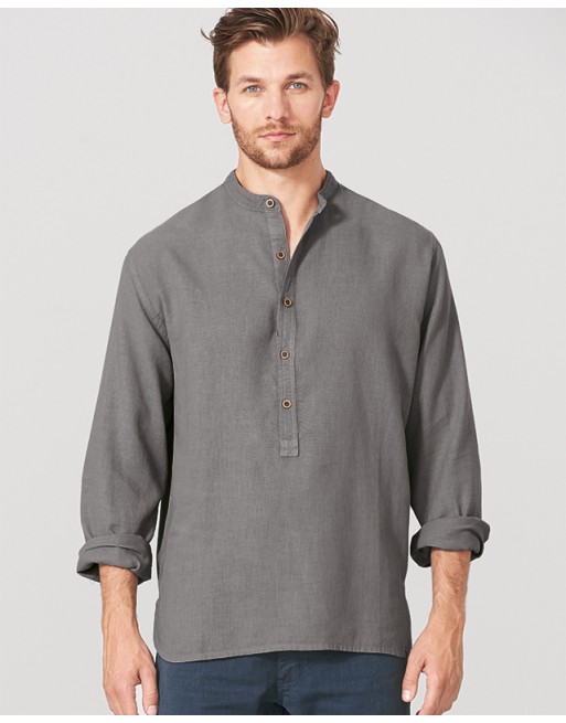 Stehkragen Schlupfhemd Hanf/Biobaumwolle Casual Fit - white [d6f0cfb8db86a6b2bea07d892a98334c]