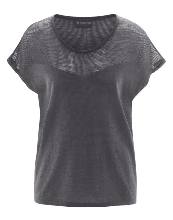 Netzmustershirt Hanf/Biobaumwolle Damen Casual Fit - anthrazit [929878a1128c08b58f5ce93ba7c0301b]