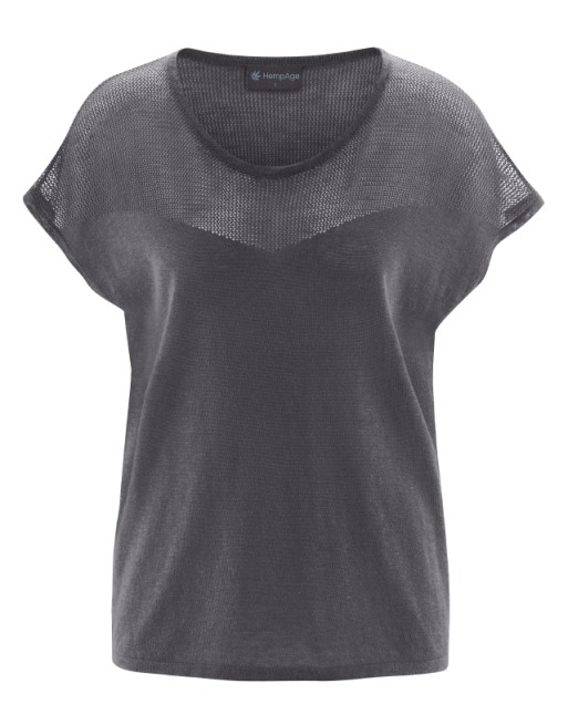 Netzmustershirt Hanf/Biobaumwolle Damen Casual Fit - anthrazit [929878a1128c08b58f5ce93ba7c0301b]
