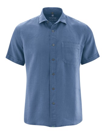 100% Hanf Kurzarmhemd Normal Fit - blueberry [1537ab2f236e440a5741e86df7f52d1b]