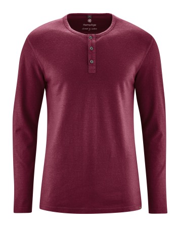Angerautes Langarm-Henley Hanf/Biobaumwolle Normal Fit - rioja [443b3cdaa7b54cd6e083d9d49944678a]