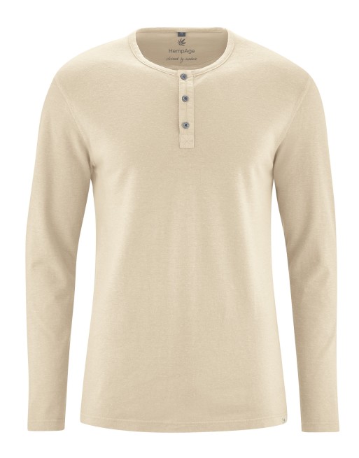 Angerautes Langarm-Henley Hanf/Biobaumwolle Normal Fit - gobi [47a36fa5858c071f3ea9e092de66214e]
