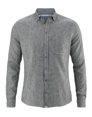 Gestreiftes Hemd aus Hanf/Biobaumwolle - Slim Fit - black/white [d36a0fe69ec7caa0f1527e822da06dca]