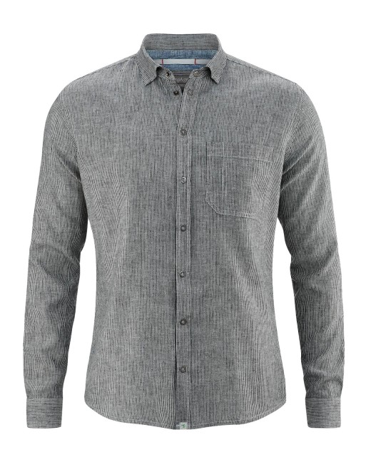 Gestreiftes Hemd aus Hanf/Biobaumwolle - Slim Fit - black/white [d36a0fe69ec7caa0f1527e822da06dca]