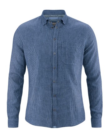 Gestreiftes Hemd aus Hanf/Biobaumwolle - Slim Fit - blueberry [a5bf1ab662d7907f7d10b3956bd98731]