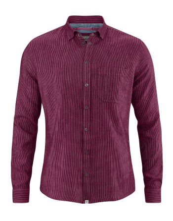 Gestreiftes Hemd aus Hanf/Biobaumwolle - Slim Fit - wine [7259ca1441b0a55d42d370debdf58e77]