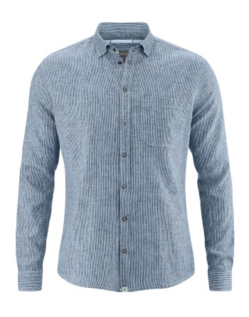 Gestreiftes Hemd aus Hanf/Biobaumwolle - Slim Fit - smoke [43940baf03ba1c542c4a2ad774748b98]