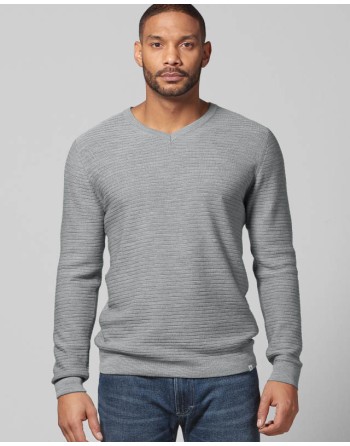 Klassischer V-Kragen Wollpullover aus Hanf/Biobaumwolle - Normal Fit - navy [1401704eae60baa71c48294cd8131c2b]