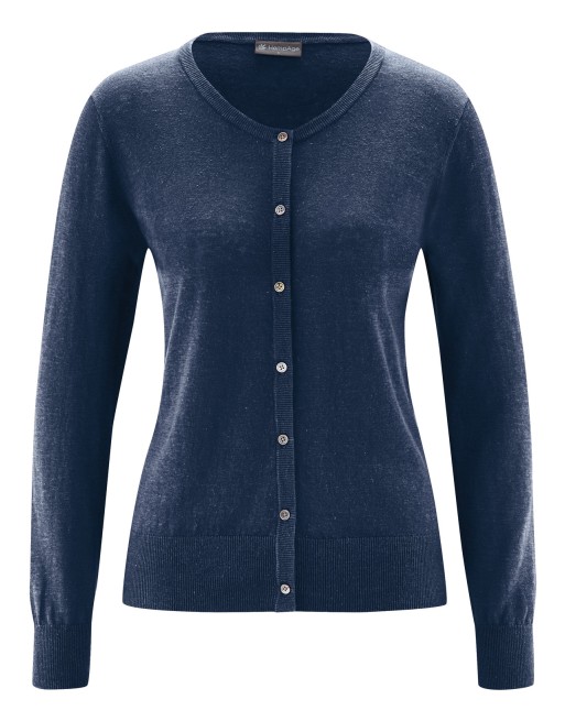 Sommerlicher Cardigan aus Hanf/Bio-Baumwolle Slim Fit - navy [038fbacb0fe522a38a2aacf093a18a60]