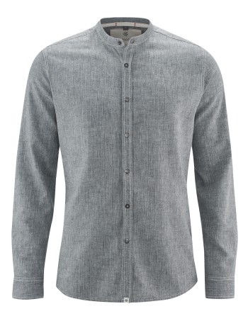 Leichtes Stehkragenhemd aus Hanf/Biobaumwolle - Slim Fit - night [1c2f4efa480c0e80a3affc2ca475541b]