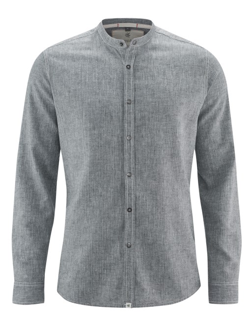 Leichtes Stehkragenhemd aus Hanf/Biobaumwolle - Slim Fit - night [1c2f4efa480c0e80a3affc2ca475541b]