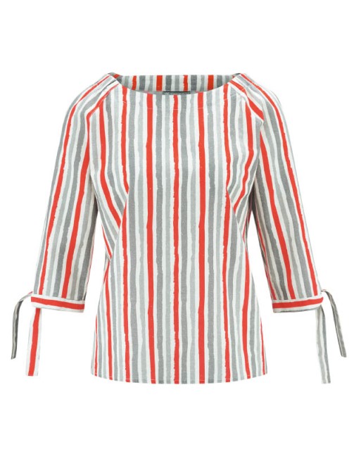 Gestreifte Halbarmbluse Hanf/Biobaumwolle - Normal Fit - crab [72d23ea7b1c2157a349a634f2c5a623a]
