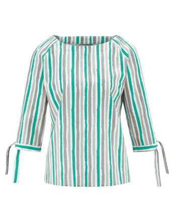 Gestreifte Halbarmbluse Hanf/Biobaumwolle - Normal Fit - emerald [ada6474bff034ca06d5988e0afc84dd3]