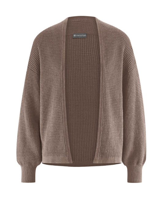 Moderne Strickjacke Damen Hanf/Biobaumwolle Normal Fit - gravel [e81cb770039e04061c39171e0ea76649]