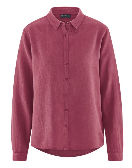 Klassische Langarmbluse Hanf/Biobaumwolle - Casual Fit - tinto [1834d18019c4a7f36e416242fa36d83b]