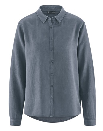 Klassische Langarmbluse Hanf/Biobaumwolle - Casual Fit - char [896a02d320e75f4b73ab5fa64c7a5dd5]