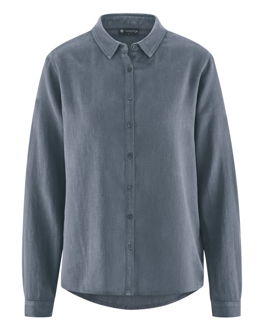 Klassische Langarmbluse Hanf/Biobaumwolle - Casual Fit - char [896a02d320e75f4b73ab5fa64c7a5dd5]