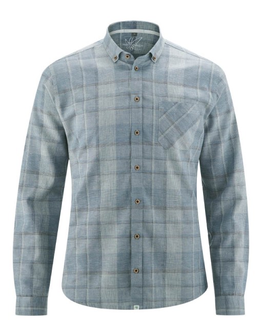 Kariertes Freizeithemd Hanf/Biobaumwolle Slim Fit - aloe [90f8803406bae3162f877c9209971bbf]
