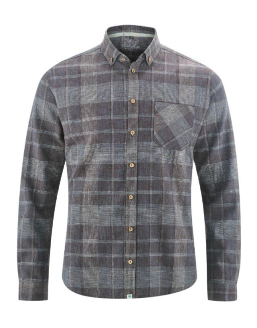 Kariertes Freizeithemd Hanf/Biobaumwolle Slim Fit - gravel [a03e85997cc3d837e178baf9131b6393]