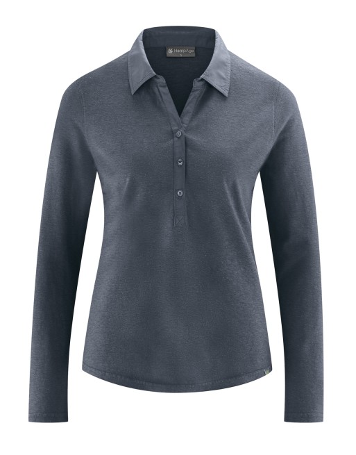 Sportliches Blusenshirt Hanf/Biobaumwolle Damen Normal Fit - dark [86e135a121b104c128ebff490f02154d]