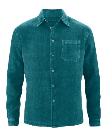 Lässiges 100% Hanf Hemd - Casual Fit - tealC [7323077c19a6cea11c44fcf3faf870d6]