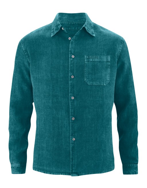 Lässiges 100% Hanf Hemd - Casual Fit - tealC [7323077c19a6cea11c44fcf3faf870d6]